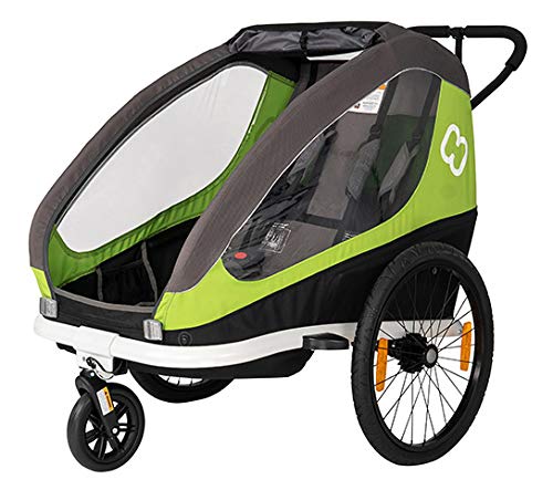 Hamax Traveller Fahrradanhänger Zweisitzer für 2 Kinder, Farbe:grün